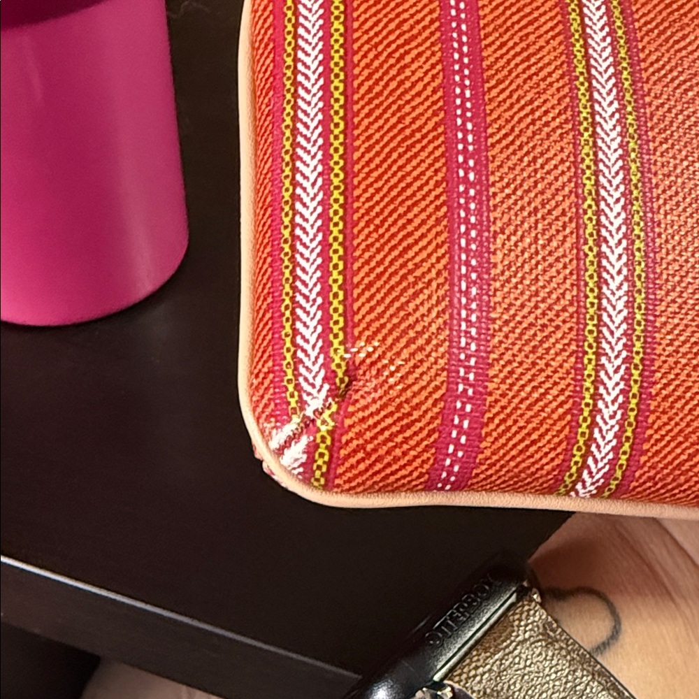 Coach Orange & Pink Striped Wristlet - Picture 5 of 12
